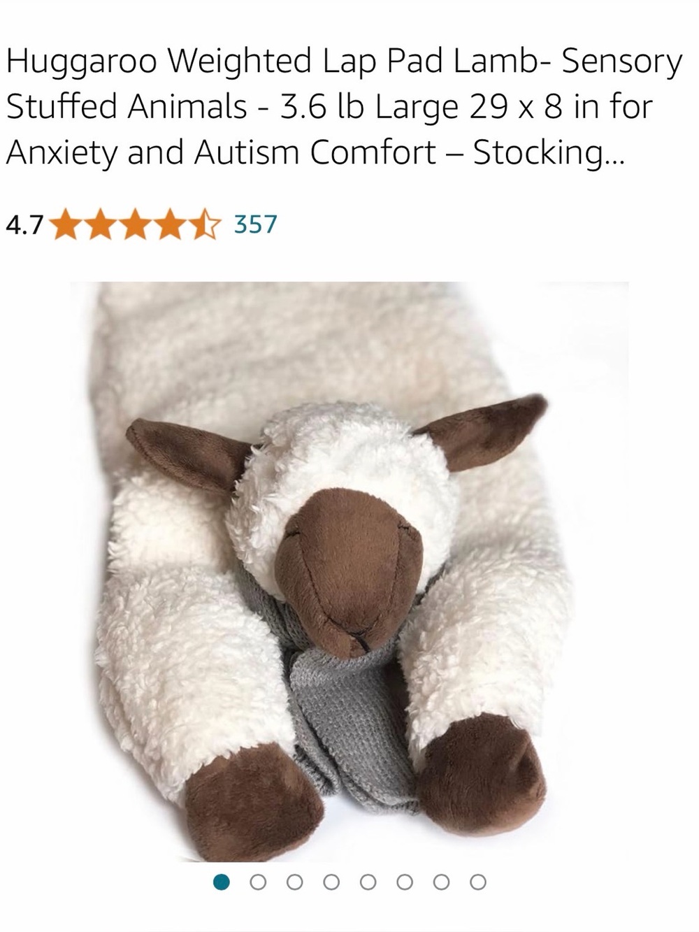 Huggaroo Lamb Weighted Lap Pad Stuffed Animal - White & Brown